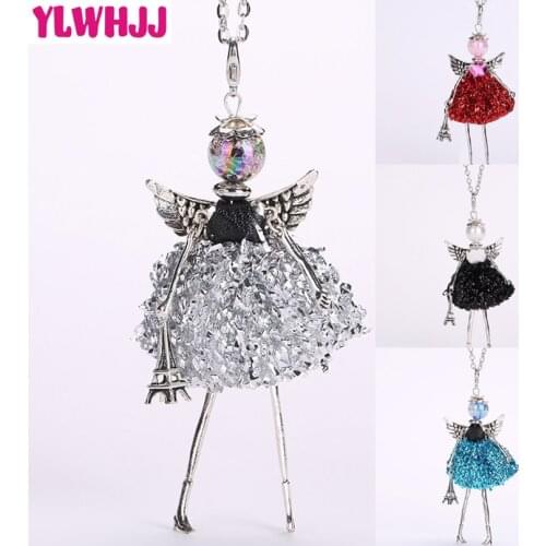 YLWHJJ 2020 new cute debris doll long chain necklaces for women hot brand wings girls angel pendant metal maxi jewelry fashion