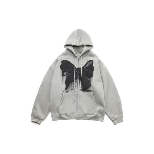 Woman clothes Zip-up Women Goth Hoodies Kawaii Vintage Solid Gray Long Sleeve Oversized Hooded Sweatshirt Y2K Women harajuku Top