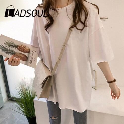 LADSOUL Candy-colored T-shirt Womens Short-sleeved Loose Half-sleeved Bottoming Shirt Round Neck Casual Brushed T-Shirt