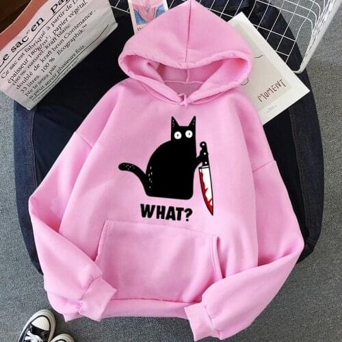 2021 Women Cat Print Oversized Pink Harajuku Streetwear Hip Hop Style Hoodie Gothic Kawaii Clothes Printing Tops Dropshipping