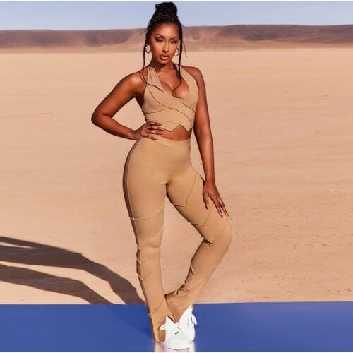 Womens Summer Solid Color Pants Sets Stitching Sleeveless T-shirt And Slim Pants Two Piece Set Sexy Woman Hoilday Tracksuit