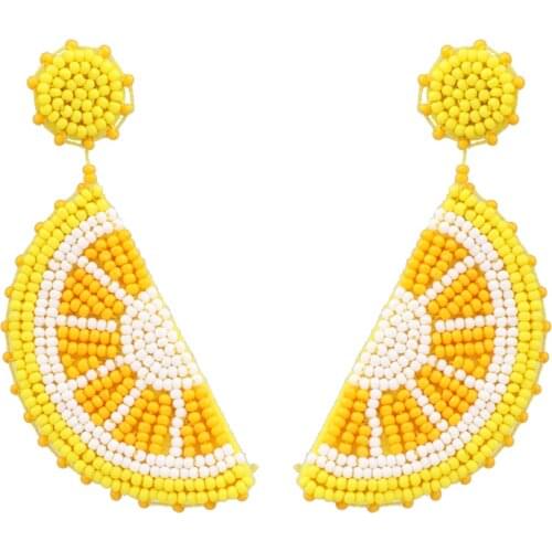 JURAN 2020 New Arrival Summer Style Handmade Seed Beads Fruit Drop Earrings Personality Watermelon Earrings For Woman Party Gift