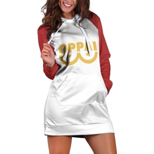 Harajuku Women Sweatshirt Dress Hooded Pocket Long Sleeve Anime One Punch Man Saitama Oppai Hoodie Pullover Cosplay Costume