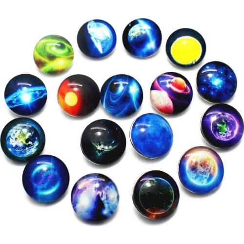 10pcs/lot Noctilucence Universe Snap Buttons Charms 18mm Animal Print Glass Buttons Fit DIY Snap Bracelets&Bangle Jewelry