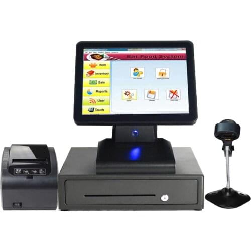 15 inch pos touch all in one pc with cash register 80 printer scanner pos for restaurant Supermarket pos machine