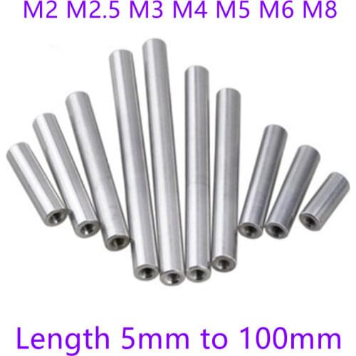 5-10pcs aluminum spacer m2 m2.5 m3 M4 M5 m6 round Aluminum Standoff rods For RC Multirotors