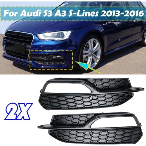 Pair Car Front Lower Bumper Fog Light Grille Grill Cover Fog Lamp Grille For Audi S3 A3 S-Lines 2014-2016 8V3807682L 8V3807682G