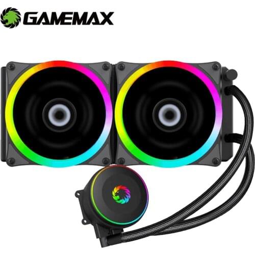 Gamemax PC Case RGB Liquid Cooler 2X120mm RGB Fan Computer CPU Cooler Water Cooling Radiator for Intel LGA1120/1151/2011+AM3/AM4