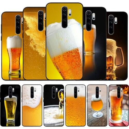 Yellow Beer black Silicone Phone Case For Redmi note 9 8 7 Pro S 8T 7A Cover