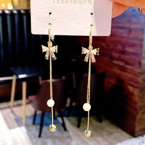 Mid-length tassel earrings Korean version of the new temperament wild earrings for thin face earrings exquisite elegant Earrings