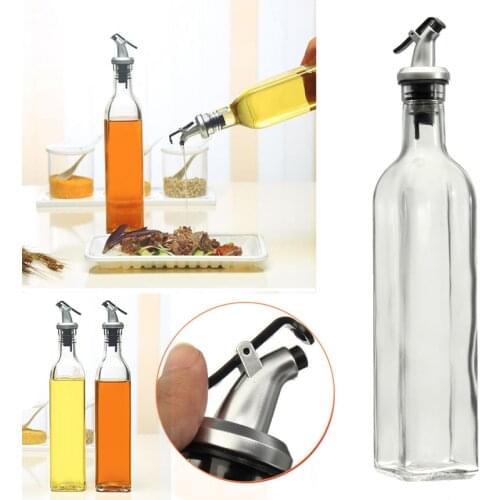 500ml 18oz Glass Olive Oil Vinegar Dispenser Gravy Boat Pourer Cooking Wine Condiment Storage Bottle Kitchen Cooking Tools