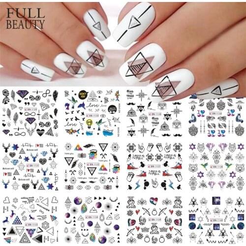 12pcs Geometric Nail Sliders Water Sticker Set Animal Deer Watercolor Ink DIY Manicure Design Nail Art Decals Foil CHBN1129-1140