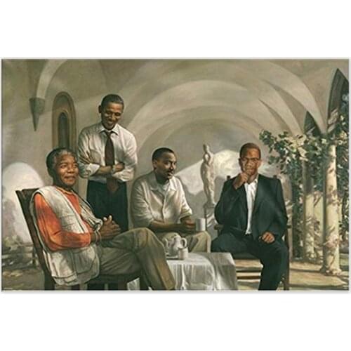 Hd printed canvas painting Pioneer Poster Mandela-Malcolm X-Obama-Martin Luther King MLK Rare Hot home decor frame