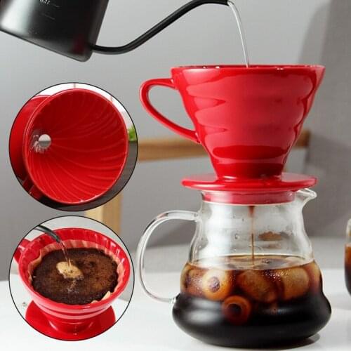 Ceramic Coffee Dripper Engine V60 Style Coffee Drip Filter Cup Permanent Pour Over Coffee Maker Separate Stand for 1-4 Cups