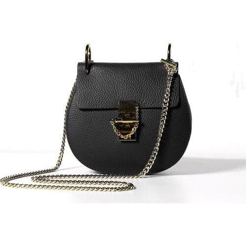 Fashion Female Genuine Leather Handbag High Quality Cowhide Shoulder Women Bags Designer Annular Metal Ring Ladies Crossbody Bag