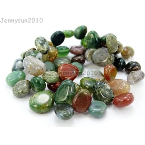 Natural Indian Ag-ate Gems Stone Freeform Flat Teardrop Drop Barpque Beads 16'' Jewelry Making Crafts 5 Strands/Pack