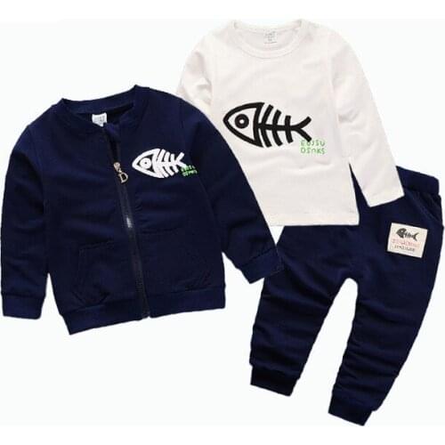 New Spring Autumn Baby Clothes Children Boy Girls Cartoon Jacket T Shirt Pants 3Pcs/set Toddler Fashion Clothing Kids Tracksuits