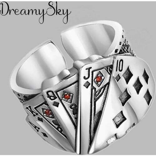 New Summer Bohemian Vintage Big Poker Shaped Ring For Women Antique Knuckle Rings Boho Jewelry Anillos