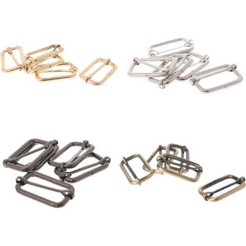 New 5pcs 38/32/25/20/50mm Strap Buckle Metal Tri-Glides Wire-Formed Roller Pin Buckles Strap Slider Adjuster Bag Accessories