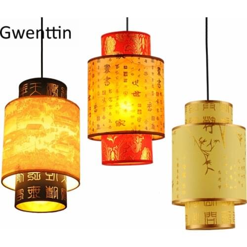 Chinese Style Pendant Lights Sheepskin Hanging Lamp for Living Room Dining Room Restaurant Decor Retro Home Luminarias Fixtures