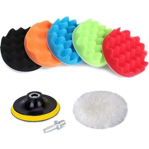 3in Car Sponge Polishing Pad 7/10Pcs Buffing Waxing Sponge Wool Wheel Polishing Pad for Car Polisher Drill Adapter Polishing Pad
