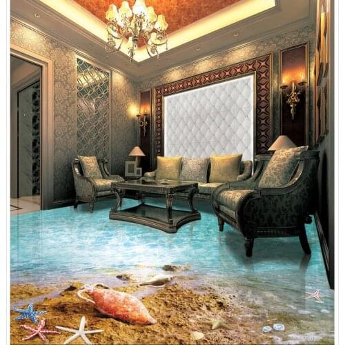 Customized wallpaper for walls Beach sea star shell beach ocean bathroom 3d floor pvc self-adhesive wallpaper