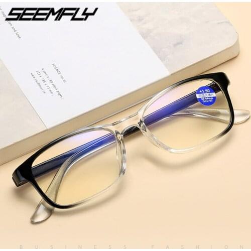 Seemfly Anti Blue Light Reading Glasses Women Men Gradient Frame Clear Lens Presbyopic Eyeglasses Computer Goggle +1.0 To 3.5