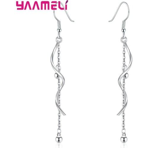 Simple Long Chain Tassel Spiral Dangle Earrings Women Bijoux Trendy 925 Sterling Silver Female Fashion Jewelry Gift Drop Brincos