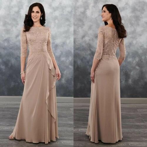 2019 Chiffon Mother of the Bride Dresses Lace Appliques Evening Gowns Custom Made Formal Wedding Guest Dresses