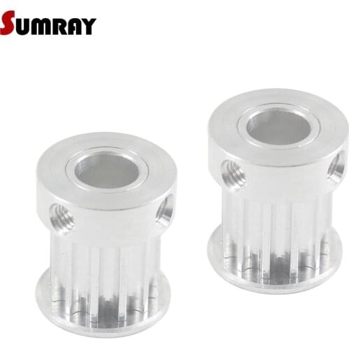 SUMRAY Timing Belt Pulley 5M 12T Thoothed Belt Pulley Bore 5/6/6.35/8/10mm Wheel Pulley 16/21mm Belt Width Gear Belt Pulley 2PCS