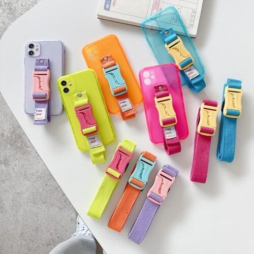 Luxury Cute Wristband Strap Silicone Phone Case For iPhone 12 11 Pro Max SE XS Max XR X 8 7 Plus Ultra-thin Necklace Rope Cover