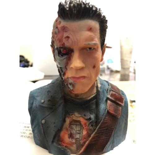 [TML] 24cm Terminator T800 1:4 Bust Arnold Schwarzenegger resin figure statue toy Battle Damage Collection model home decoration