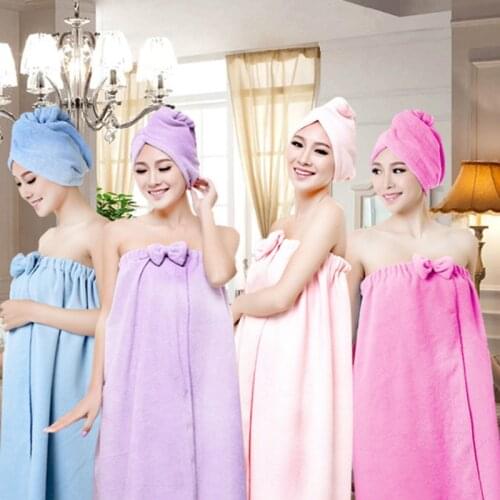 Womens Microfiber Towel Cover Set Hairband Bathrobe Home Textile Bathroom Supplies Gear Material Accessories Supplies LB01081