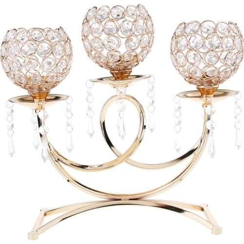 Hot Sale Vintage Retro Votive Tea Light Candle Holder Candlestick 3-Arms Candelabra Wedding Party Table Centerpieces