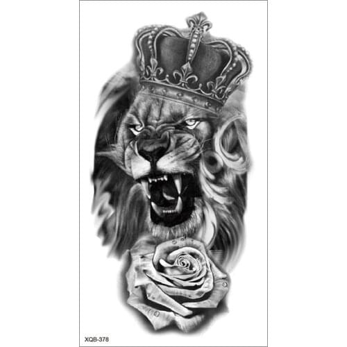 European American Small Full Arm Waterproof Temporary Tattoo Sticker Half Arm Tiger Lion Animal Lasting Temporary Tattoo Sticker