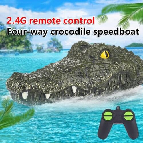2.4G High-speed Remote Control Boat Simulation Crocodile Head Prank Fun Prank Toy Horror Watercraft Spoof Toy Rechargeable