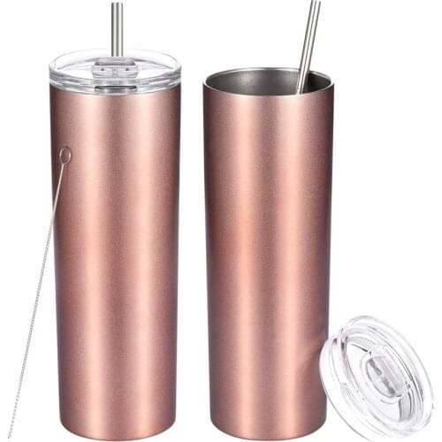 2 Pack Classic Practical 20 Oz Stainless Steel Double-Insulated Water Tumbler Cup with Lid and Straw Vacuum Travel Mug Gift