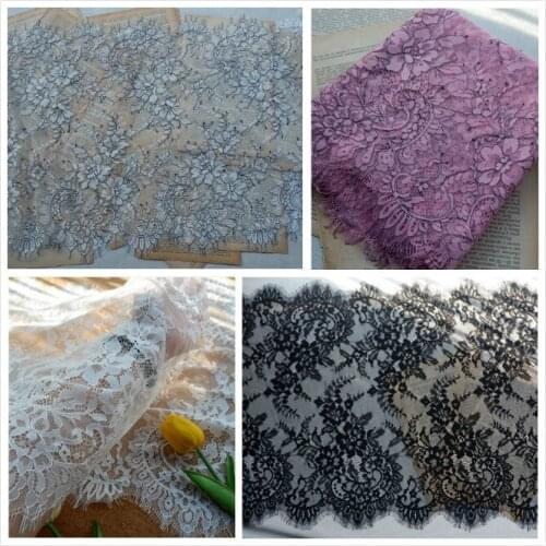 3M/Lot Two-color 47CM Exquisite France Eyelash Lace Fabric Embroidery Lash Trim Diy Wedding Dress Clothing Accessories