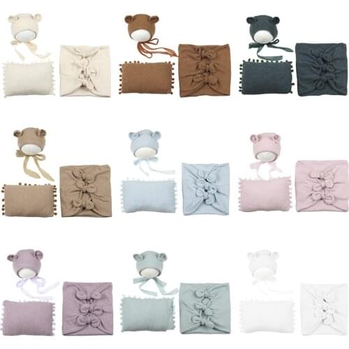 3Pcs/Set Baby Hat Pillow Wrap Newborn Photography Infants Photo Shooting Props