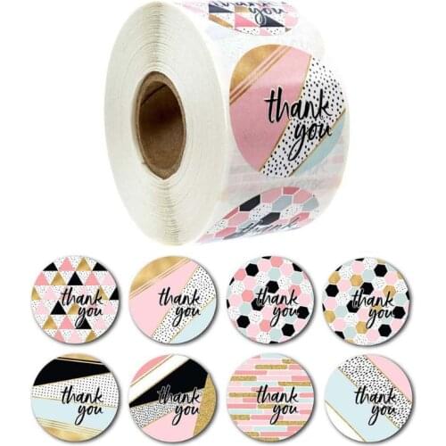 500pcs/roll 8 Designs Thank You Stickers Handmade Scrapbooking Gift Packaging