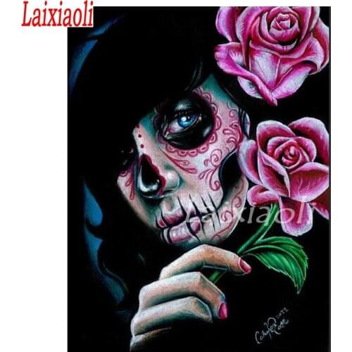 5D Diy Daimond Painting girl Cross-stitch sugar skull women Diamond mosaic square Round Full Rhinestones Painting halloween art