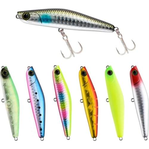 80mm 18g Professional Fishing Hard Lure Sinking Pencil Artificial VIB 3D Eyes Bait Wobbler Treble Hook Seawater Fishing Bait