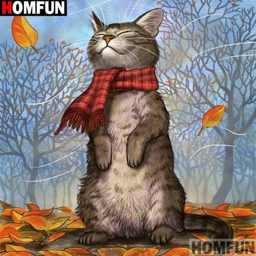 HOMFUN 5d Diamond Painting Full Square/Round "Animal cat" Picture Of Rhinestone DIY Diamond Embroidery Home Decor A14068