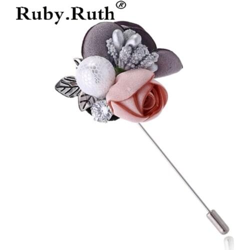 Silver Color Pin with Rhinestone Simulated Pearl Colorful Lace Flower Brooch for Women Accessories Jewelry