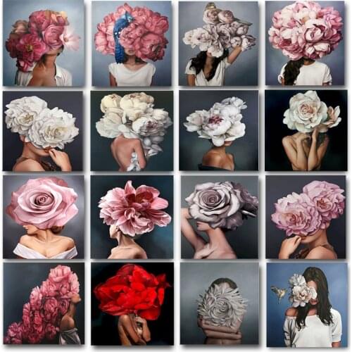 Girl Picture By Number Maiden Flower Canvas With Framed Acrylic Paint For Adults DIY Kits Color Drawing Painting By Number Art