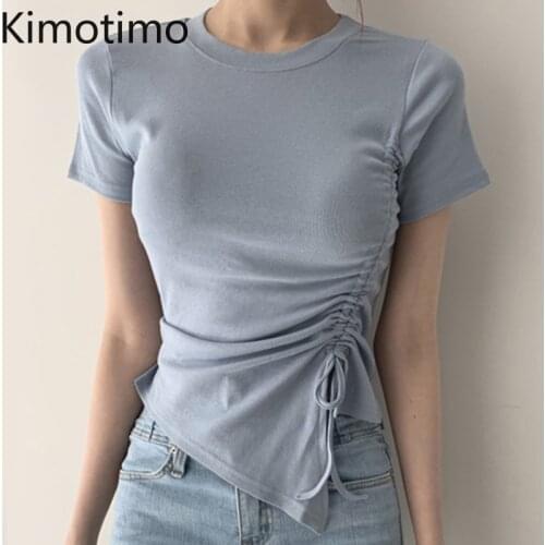 Женские короткие футболки Kimotimo China At AliExpress