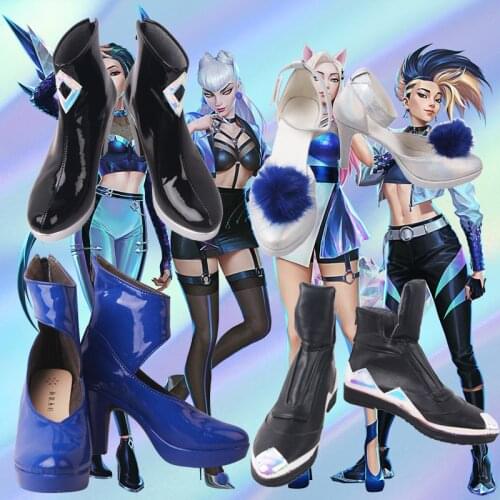 LOL K/DA KDA Ahri Akali Evelynn KaiSa All Out Ver. Cosplay Ankle Strap Pumps Shoes Booties S008