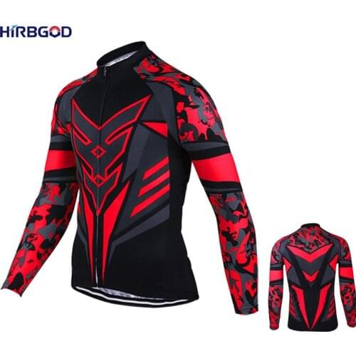 HIRBGOD 2020 New Red Team Cycling Jersey Men Dazzling Long Sleeve Bike Tops Outdoor MTB Road Racing Motorcycle Bike Jacket,NM515