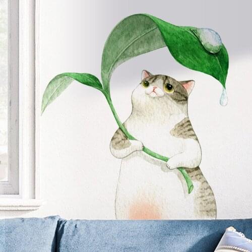 2021 New Creative Cat Wall Stickers Living Room Bedroom Kids Wall Decoration Aesthetic Fridge Sticker Self Adhesive Wallpaper