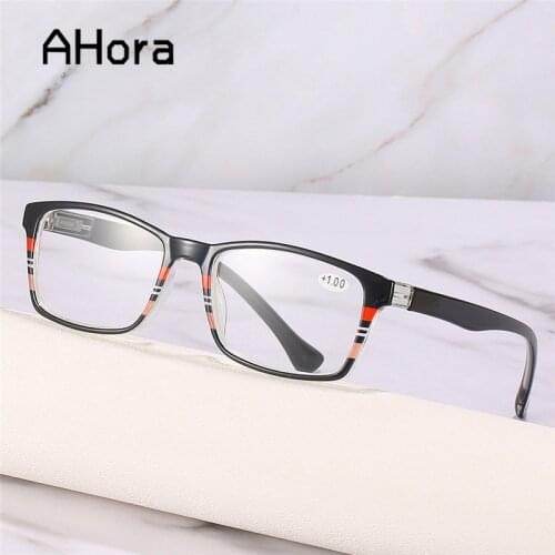 Ahora Fashion Striped Reading Glasses for Presbyopia Square Women Men Presbyopic Eyewear +1.0 1.25 1.5 1.75 2.0 2.25 2.5 2.75 3
